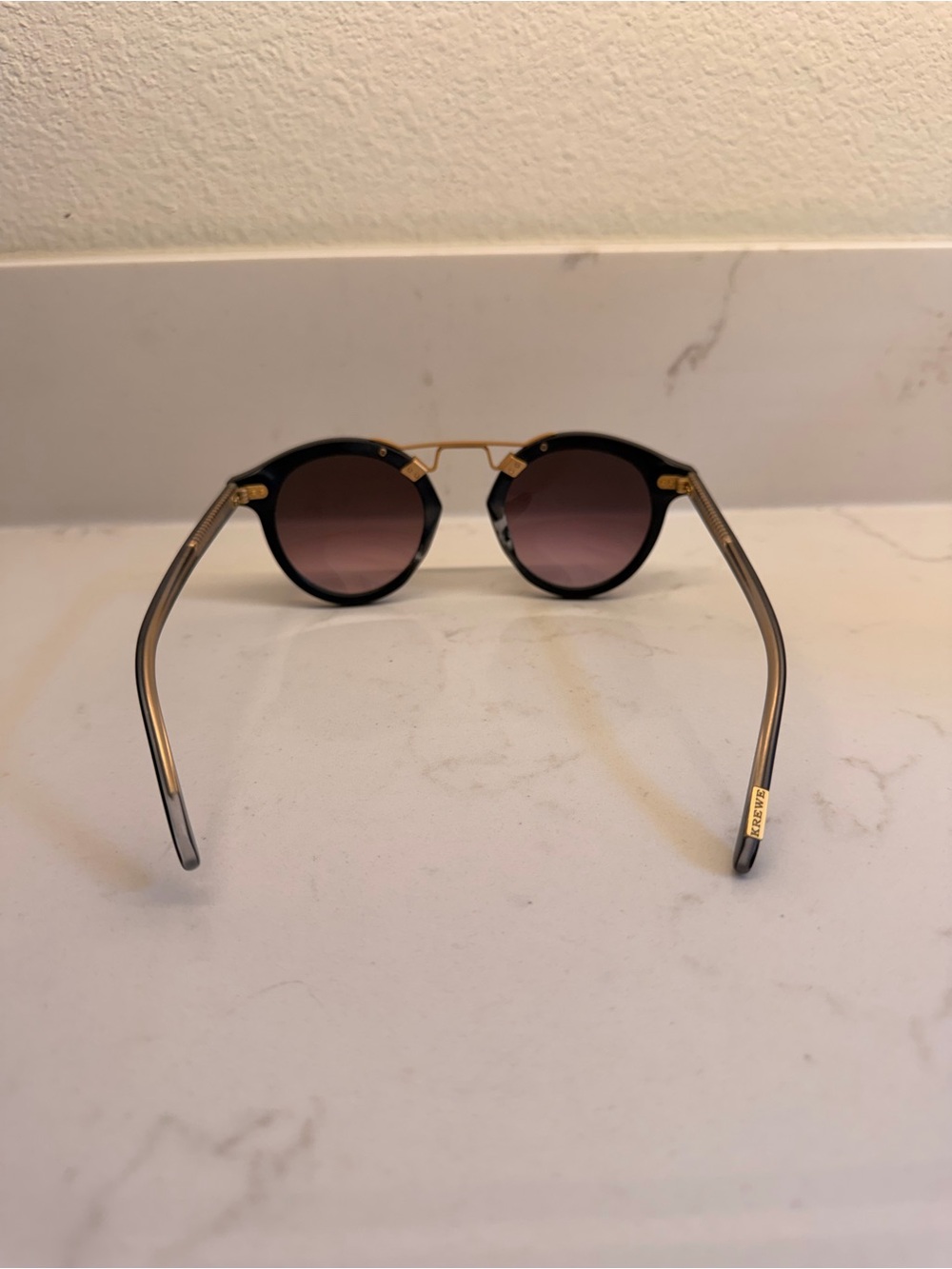 KREWE Black & Gold Sunglasses with Blue Mirrored Lenses - Picture 8 of 10